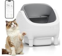 Greesum Automatic Cat Litter with Open Lid - Self-Cleaning Function - Smart App Operation - Effortless Odour Reduction - Spacious 15 Litre Bin