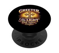 Greeter Church Christian Faith Light Smile Volunteer Welcome PopSockets Adhesive PopGrip