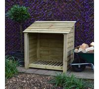 Greetham 4ft Log Store - L80 x W123 x H128 cm - Light Green Rutland County Garden Furniture Ltd Light Green One Size