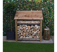 Greetham 4ft Log Store with Kindling Shelf, L80 x W123 x H128cm, Brown Rutland County Garden Furniture Ltd Brown One Size