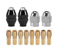Greethga 12 Pcs 0.8-3.2mm Rotary Tool Set Keyless Chuck Pliers Set Golden Metal 8 Sizes Drill Tool Set