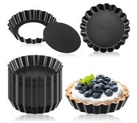 Greethga 32 Pieces 3 Inch Mini Tart Pan, Egg Tart with Removable Base, Round, Quiche, Mini Cake Pan, Cake Mould