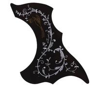Greethga Black Flower Bird Guitar Patch Guard Sticker Self Adhesive Guitar Pickguard Guard Protector