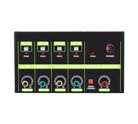 Greethga Portable 4-Way Audio Mixer, 4-in and 1-Out Stereo Mixer, Small DJ Mixer Easy Install Easy to Use