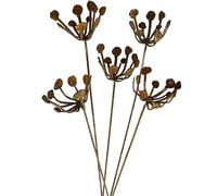 Greethga Garden Patio Metal Wrought Iron Insert Rusty Metal Flowers Garden Decoration, Metal Sculpture Set of 5 Garden Stakes