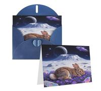 Greeting A Rabbit Is Sleeping On The Moon Blank Greetings Card With Envelopes Thank You Cards Note Cards All Occasion Cards For Christmas Holidays Birthday Graduation Anniversaries 4'' X 6''