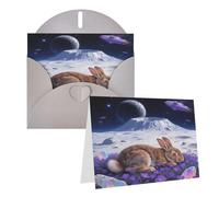 Greeting A Rabbit Is Sleeping On The Moon Blank Greetings Card With Envelopes Thank You Cards Note Cards All Occasion Cards For Christmas Holidays Birthday Graduation Anniversaries 4'' X 6''