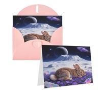 Greeting A Rabbit Is Sleeping On The Moon Blank Greetings Card With Envelopes Thank You Cards Note Cards All Occasion Cards For Christmas Holidays Birthday Graduation Anniversaries 4'' X 6''