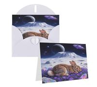 Greeting A Rabbit Is Sleeping On The Moon Blank Greetings Card With Envelopes Thank You Cards Note Cards All Occasion Cards For Christmas Holidays Birthday Graduation Anniversaries 4'' X 6''