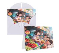 Greeting Anime Street Blank Greetings Card With Envelopes Thank You Cards Note Cards All Occasion Cards For Christmas Holidays Birthday Graduation Anniversaries 4'' X 6''