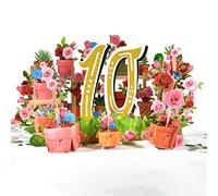 GREETING ART 10th Birthday Pop Up Card, 10th Birthday 3D Greeting Card for Her Him Daughter Son Nephew,Celebrating 10th Wedding Anniversary Card for Couple,8" x 6"