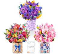 GREETING ART 3 Pack Pop Up Greeting Cards, 3D Flower Bouquet Design for Birthday, Valentine's Day, Wedding, Anniversary, Mother's Day, Home Decor