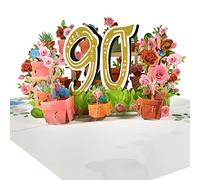 GREETING ART 90th Birthday Pop Up Card,Happy 90th Birthday Card,Flower Birthday Card for 90 Years Old, 90th Birthday Card for Grandparent,Grandma, Grandpa, Mom, Dad, Husband, Wife