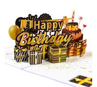 GREETING ART Birthday Cake Card,3D Greeting Pop Up Birthday Card, Happy Birthday Card for Women, Men, Her, Him, Wife,Husband,With Blank Note & Envelope