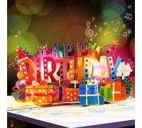 GREETING ART Birthday Cards, Flamingo Card, MUSIC & LIGHTS Pop Up Happy Birthday Card,LED Lights Greeting Cards for Women Men Kids
