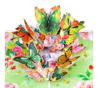 GREETING ART Butterfly and Flower 3D Greeting Card with Envelope for Any Occasion, Birthday, Mother's Day, Anniversary, Valentines Day, Get Well, 3D Butterfly Card for Wife, Girlfriend, Mom