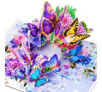 GREETING ART Butterfly Pop Up Card, 3d Butterfly and Flower Greeting Cards for Birthday, Valentines Day, Anniversary, Mother's Day, Thinking of You,Thank You, Get Well