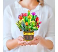 GREETING ART Cactus Garden Pop Up Card, 8.9 cm Paper House Plants 3D Popup Greeting Cards with Note Cards & Envelope for Birthday, Anniversary, Mothers Day, Get Well