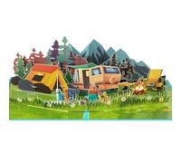 GREETING ART Camper Camping Trip Pop Up Card, Pop Up Birthday Card for Men,Fathers Day Card, Retirement Card, 3d Pop Up Greeting Cards, Birthday Card for Dad, Grandpa, Husband Son, Coworker
