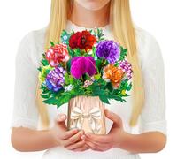 GREETING ART Carnation Bouquet Pop Up Card,10.2 inch Forever Flower Bouquet 3D Popup Greeting Cards with Note Cards & Envelope for Birthday, Mother's Day, Anniversary, Thank You, Get Well