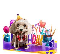 GREETING ART Dog Pop Up Cards, 3D Pop Up Birthday Card, Happy Birthday Cards for Women Men Kids Dog Lover Mom or Dad