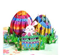 GREETING ART Easter Cards, Eggs with Bunny, 3d Pop Up Greeting Card with Envelope, Spring Holiday Gifts, Religious Easter Cards