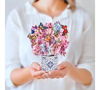 GREETING ART Flower Pop Up Cards, Cherry Blossoms and Butterflies, 8.9 inch Paper Flower Bouquet Greeting Cards for Birthday, Mother's Day, Anniversary, Valentines Day,Wedding