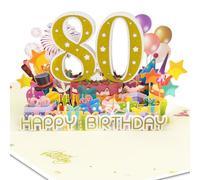 GREETING ART Happy 80th Birthday Pop-Up Greeting Card,80th Birthday Card for Women Men,80th Birthday Gifts for Husband, Wife,80 Years 3D Pop Up Birthday Greeting Card