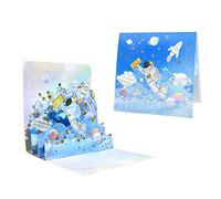 GREETING ART Happy Birthday Pop Up Card - Spaceman & Astronaut Themed, Space Shuttle Design, Kids & Adults