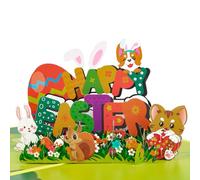 GREETING ART Happy Easter Pop Up Card,Animals With Eggs,Funny 3D Greeting Card Gifts for Kids,Son, Daughter, Boy, Girl