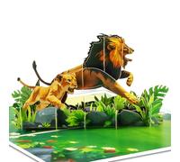 GREETING ART Lion Pop Up Card, Pop Up Birthday Card, Father's Day Card, 3D Greeting Cards for Baby Shower, Anniversary