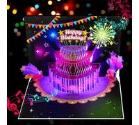 GREETING ART Musical Birthday Cards, 3D Pop Up Firework Cake Birthday Card