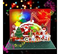 GREETING ART Musical Christmas Card, Santa Claus, Snowman, Christams Tree Pop-Up Card, 3D Holiday Greeting Cards for Men, Women