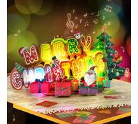 GREETING ART Musical Merry Christmas Cards, Light and Music Christmas Card, 3D Pop Up Holidays Greeting Card for Women Men