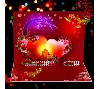 GREETING ART Musical Pop Up Anniversary Card with LED Lights, 3D Romantic Valentines Day Card for Couples, Wife, Husband, Boyfriend, Girlfriend, Wedding Cards