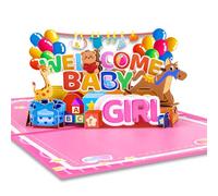 GREETING ART New Baby Girl Card, Pop Up Baby Shower Card for Girl, Welcome New Baby Girl, Congratulations Baby Cards,Welcome Home Baby Shower Cards
