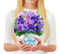 GREETING ART Paper Flower Bouquet Pop Up Cards, Violets, 10.8 inches 3D Popup Flower Greeting Cards for Birthday, Mother's Day, Anniversary, Valentines Day, Get Well Gifts for Women Mum Wife