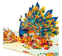 GREETING ART Peacock Pop Up Birthday Card for Women, Mothers Day, Anniversary, Valentines Day, Elegant Bird Design for Her, Him, Wife, Husband, Sister, Mum, Grandma