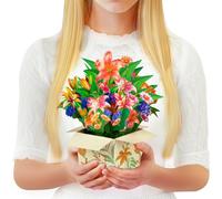 GREETING ART Pop Up Bouquet Card, Lillies Flowers, 8.5 inch Forever Flower Paper 3D Popup Cards for Easter, Holiday, Birthday, Mother's Day, International Women's Day,Thank You Card
