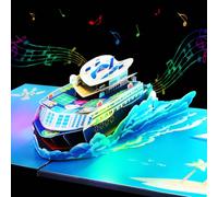 GREETING ART Pop Up Cruise Ship Card, Birthday Cards, LIGHTS & SOUND Pop Up Happy Birthday Card Gifts for Women Men Husband Wife Kids Greeting Cards