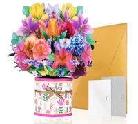 GREETING ART Pop Up Flower Cards, Lilies &Roses, 9 inch Forever Flower Bouquet 3D Popup Greeting Cards with Blank Note Card and Envelope for Birthday, Mother's Day, Get Well, Holiday Decorations