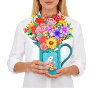 GREETING ART Pop Up Flower Cards, Sunflowers and Roses, 11.2 inch Forever Flower Bouquet 3D Popup Greeting Cards with Blank Note Cards and Envelope for Birthday,Thank You Cards
