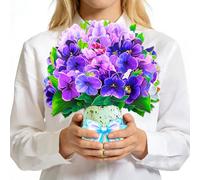 GREETING ART Violets Flower Bouquet Pop Up Card, Birthday Cards for Women | 10.8 in, 3D Popup Flower Greeting Cards for Mother's Day, Anniversary, Valentines Day, Get Well Gifts for Women Mum Wife