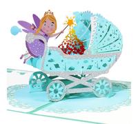 GREETING ART Welcome Baby Boy Card, Baby Shower Congratulations Stroller Design, New Baby Celebration Cards