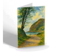 GREETING CARD - A Peep through the Trees, Llanbedrog (b) - Vintage Art Style