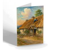 GREETING CARD - A Scottish Homestead preparing for Winter - Vintage Art Style