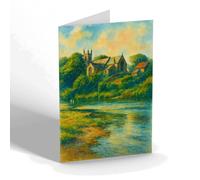 GREETING CARD - All Saints Church, Hurworth on Tees - Vintage Art Style