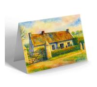 GREETING CARD - An Irish Farm Cottage Near Draperstown - Vintage Art Style