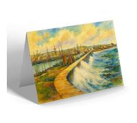 GREETING CARD - Arbroath from the Harbour (b) - Vintage Art Style