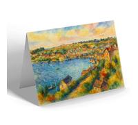GREETING CARD - Bay View Holiday Estate from Brixham Harbour - Vintage Art Style